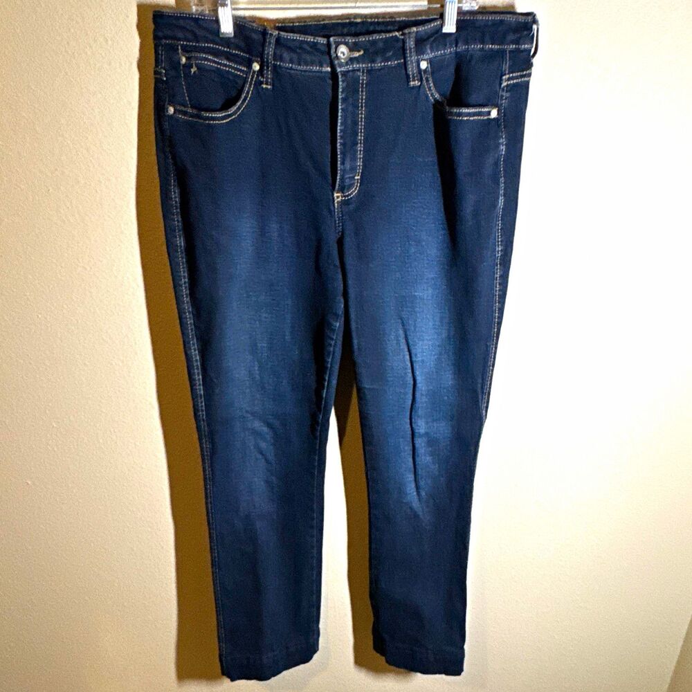 Aura Women’s Blue Denim Stretch Straight Leg Tall Mid Rise Jeans 29” Inseam